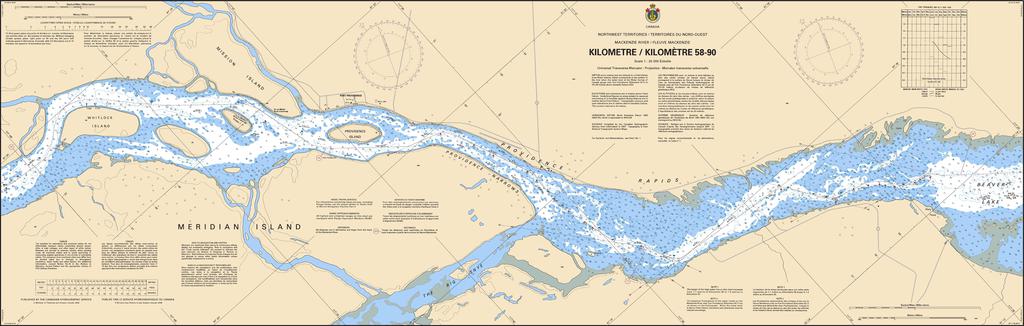 CHS Chart 6453: Mackenzie River / Fleuve Mackenzie (Kilometre / Kilomètre 58-90)