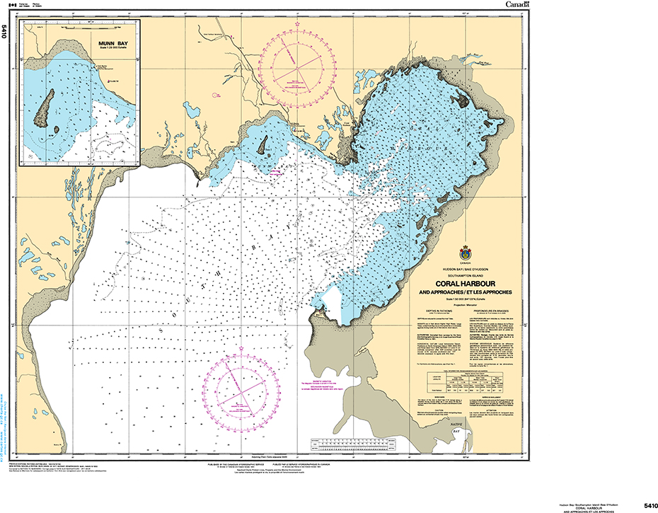 CHS Print-on-Demand Charts Canadian Waters-5410: Coral Harbour and Approaches/et les approches, CHS POD Chart-CHS5410