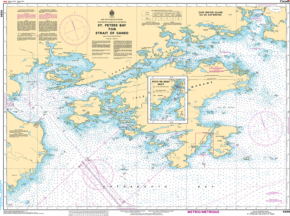 CHS Print-on-Demand Charts Canadian Waters-4308: St. Peters Bay to / € Strait of Canso, CHS POD Chart-CHS4308