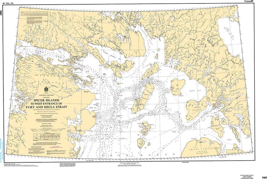 CHS Print-on-Demand Charts Canadian Waters-7067: Spicer Islands to West Entrance of Fury and Hecla Strait, CHS POD Chart-CHS7067