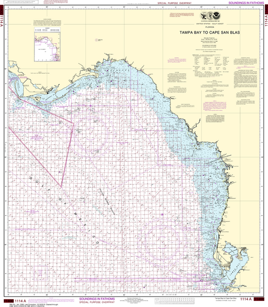 NOAA Chart 1114A: Tampa Bay to Cape San Blas (Oil and Gas Leasing Areas)