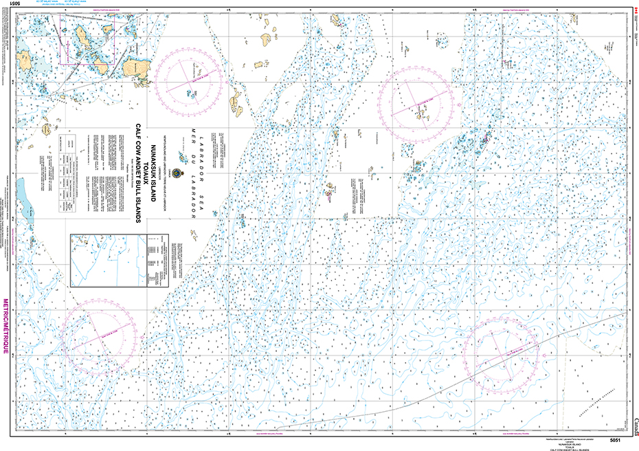 CHS Print-on-Demand Charts Canadian Waters-5051: Nunaksuk Island to/ˆ Calf Cow and/et Bull Islands, CHS POD Chart-CHS5051
