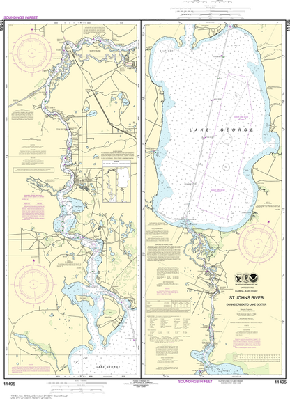 NOAA Chart 11495: St. Johns River - Dunns Creek to Lake Dexter