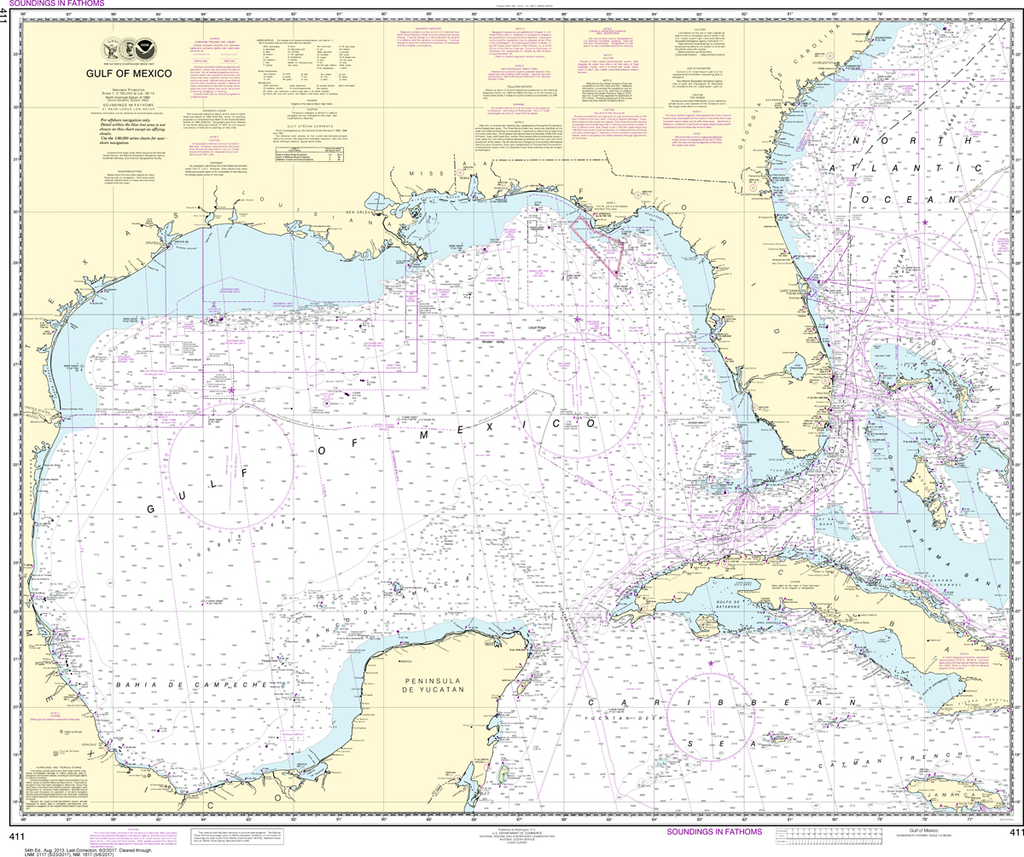 NOAA Chart 411: Gulf of Mexico