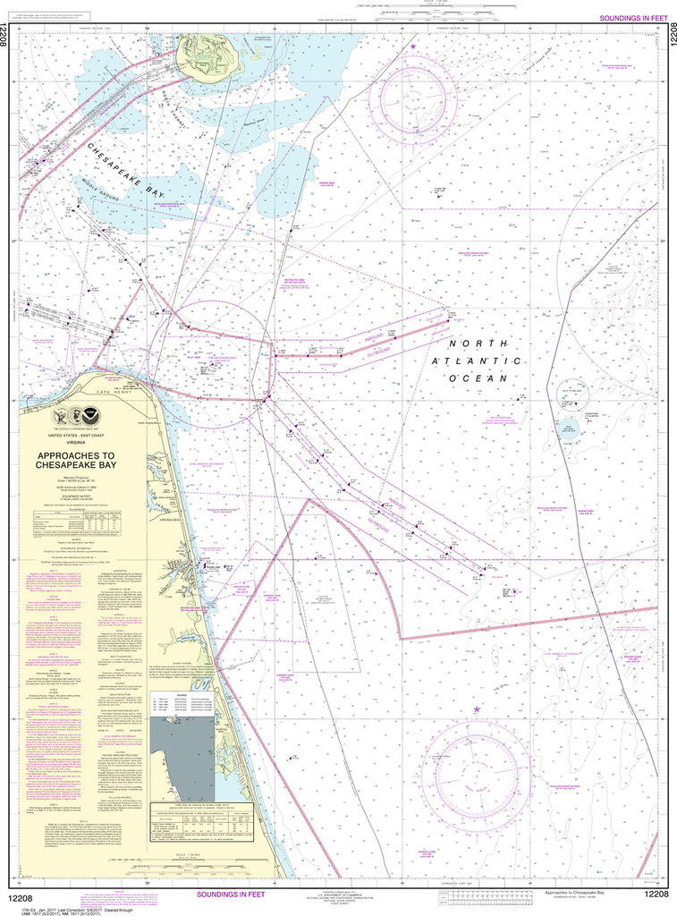 NOAA Chart 12208: Approaches to Chesapeake Bay