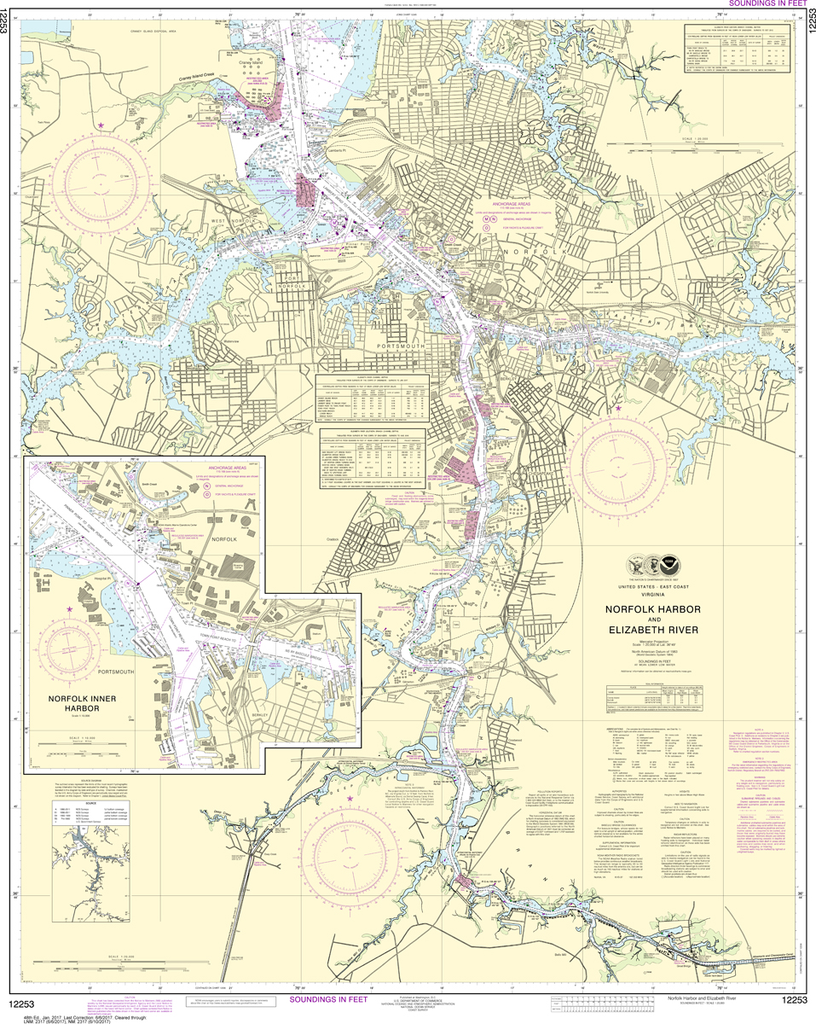 NOAA Chart 12253: Norfolk Harbor and Elizabeth River