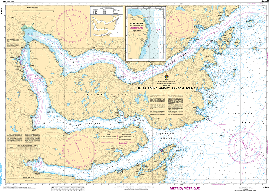 CHS Print-on-Demand Charts Canadian Waters-4852: Smith Sound and / et Random Sound, CHS POD Chart-CHS4852