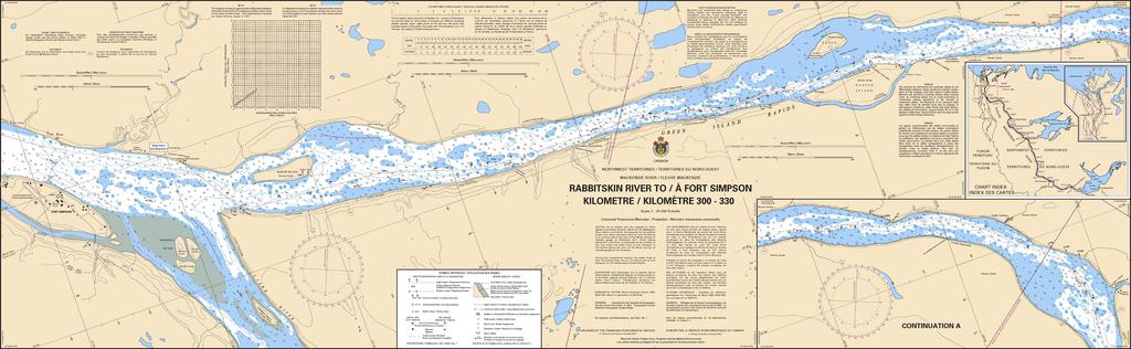 CHS Chart 6409: Rabbitskin River to/à Fort Simpson Kilometre 300 / Kilomètre 330
