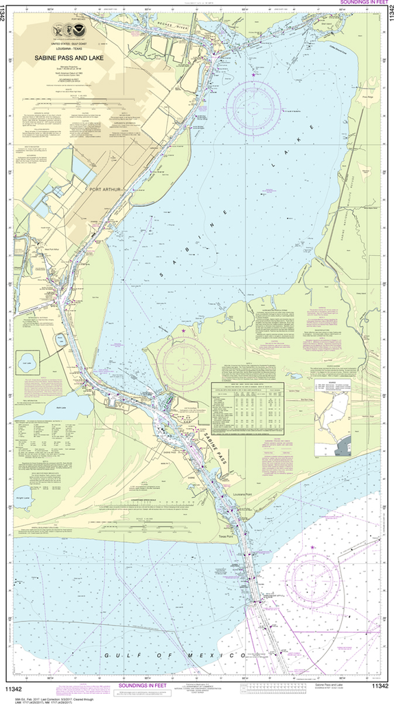 NOAA Chart 11342: Sabine Pass and Lake