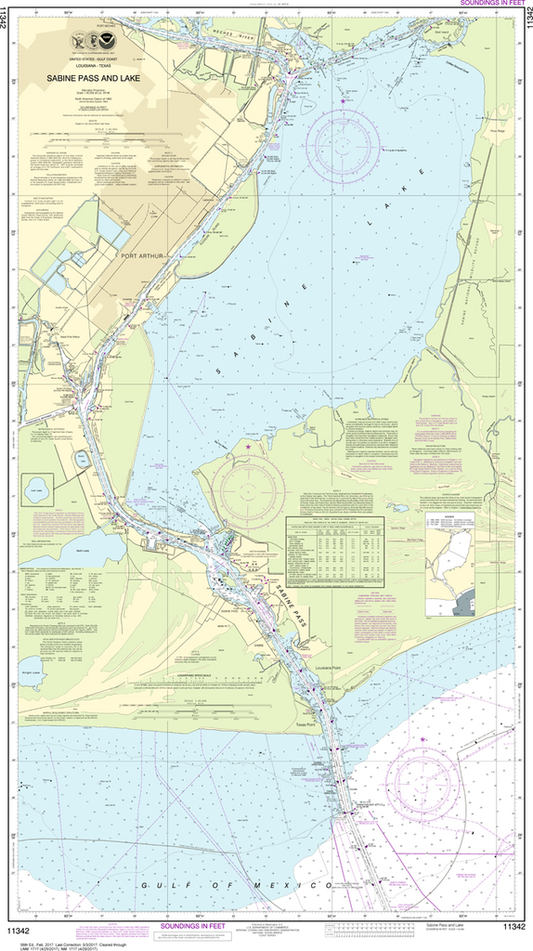 NOAA Chart 11342: Sabine Pass and Lake