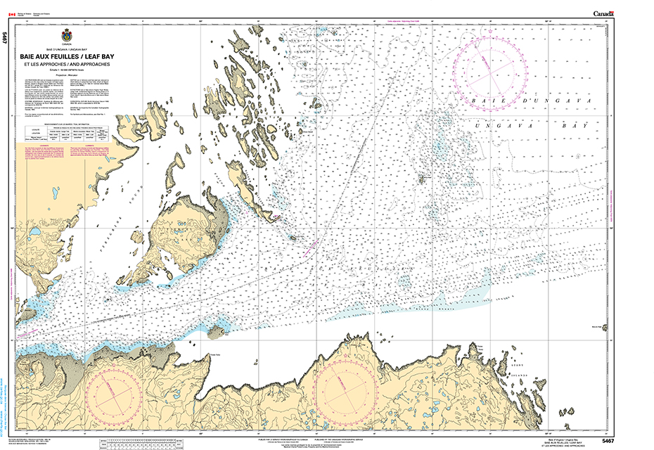 CHS Print-on-Demand Charts Canadian Waters-5467: Baie aux feuilles / Leaf Bay et les Approches / and Approaches, CHS POD Chart-CHS5467