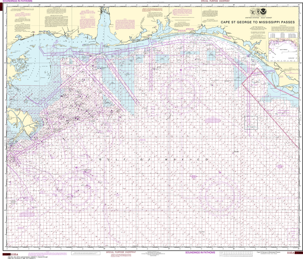 NOAA Chart 1115A: Cape St. George to Mississippi Passes (Oil and Gas Leasing Areas)