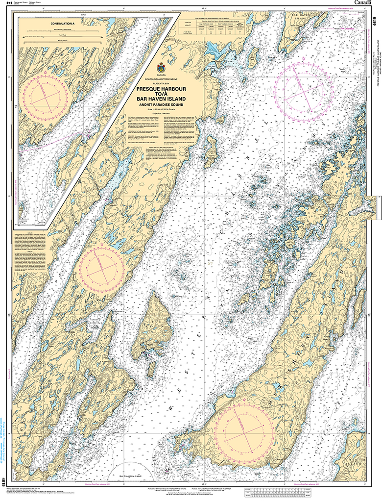 CHS Print-on-Demand Charts Canadian Waters-4619: Presque Harbour to/€ Bar Haven Island and/et Paradise Sound, CHS POD Chart-CHS4619