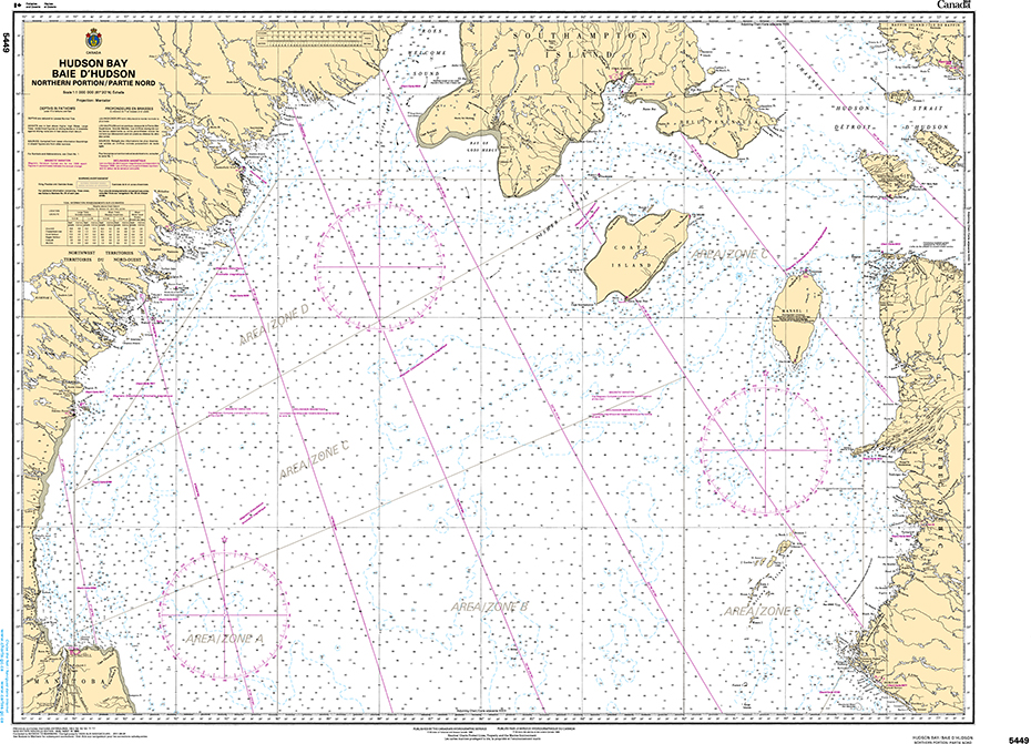 CHS Print-on-Demand Charts Canadian Waters-5449: Hudson Bay  Baie dHudson, Northern Portion/Partie nord, CHS POD Chart-CHS5449